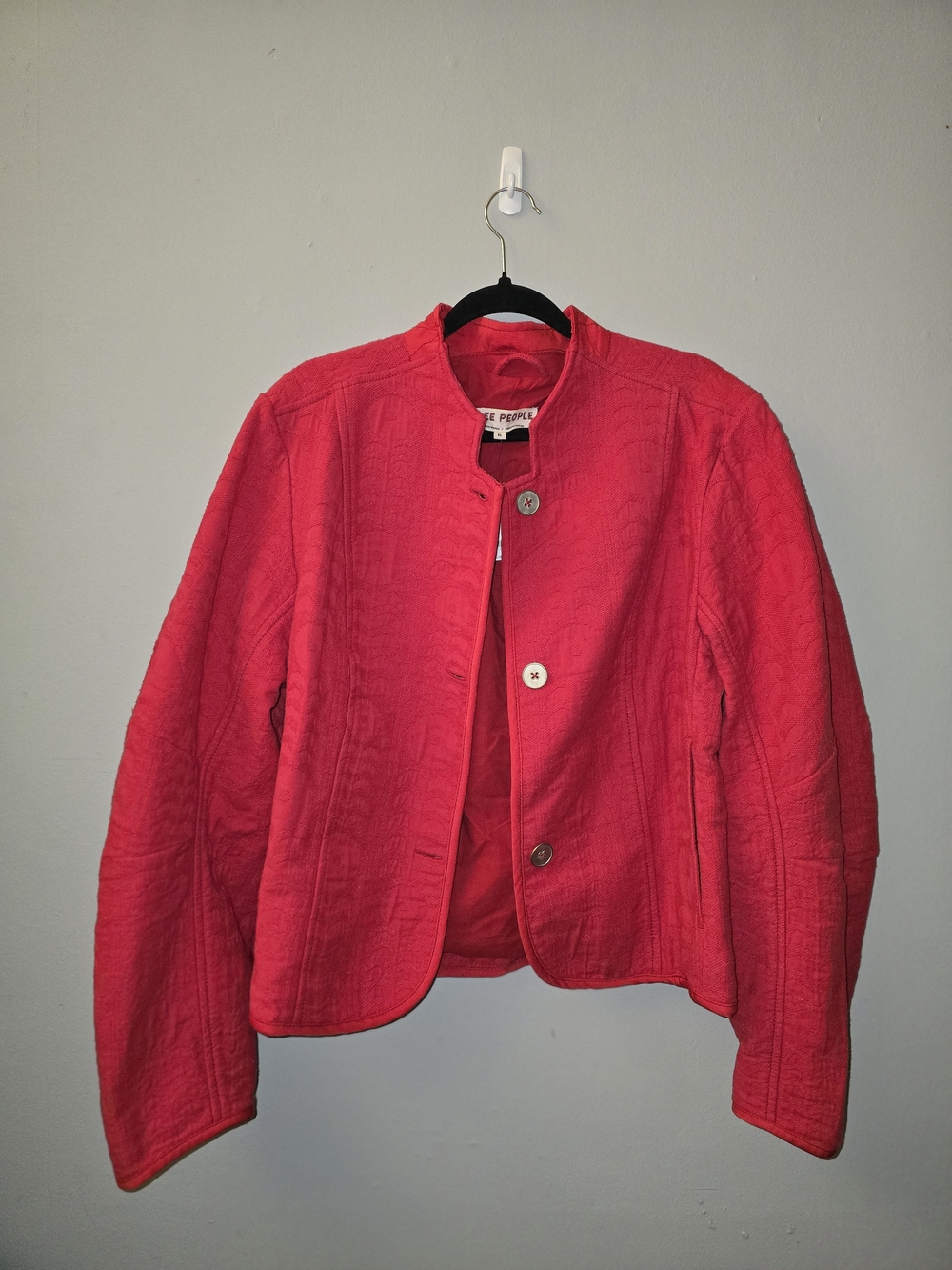 Free People Women's Red Quilted Jacket